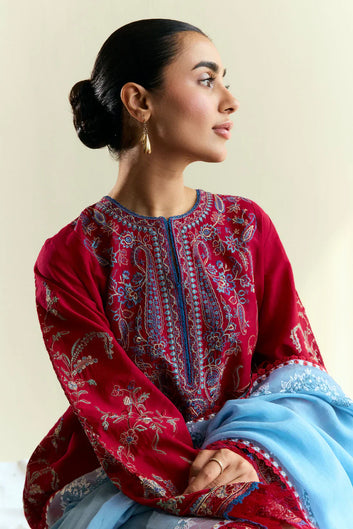 ZSJ LAWN EMBROIDERED 3PC SUIT