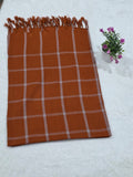 Burnt Orange-Check Shawl-004