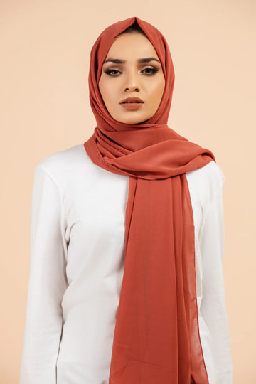 Plain Georgette BURNT ORANGE
